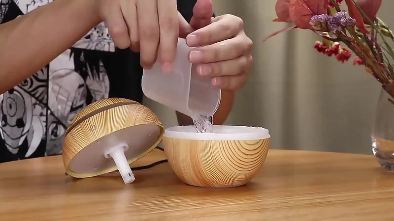 Mini Umidificador de Ar e Aromatizador de Ambientes Tipo Madeira