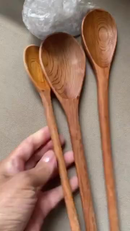 Kit 3 Colheres De Pau Madeira Maciça Polida - Utensílios De Cozinha 