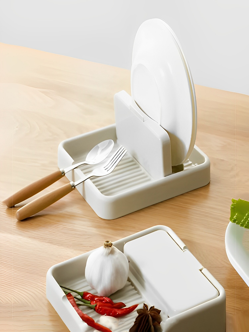 Organizador de Cozinha 5 em 1 Suporte para Tampas, Panelas, Talheres e Porta-Tempero