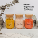 6 Potes de Tempero Vidro 200ml + Cartela de Temperos com 28 Adesivos