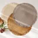 Jogo Americano Redondo Borda Desfiado 38cm Descanso Decorativo Kit 2, 4 ou 6 Unidades Elegante