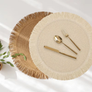Jogo Americano Redondo Borda Desfiado 38cm Descanso Decorativo Kit 2, 4 ou 6 Unidades Elegante