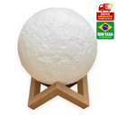 Luminária Mini Lua Cheia Abajur Decoração LED com Alto Relevo e Base para Decoração Sem Fio