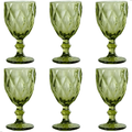 Jogo 6 Taças Diamond Bico De Jaca Dourado Azul Verde Furta cor Fume Água Vinho 330ml