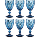 Jogo 6 Taças Diamond Bico De Jaca Dourado Azul Verde Furta cor Fume Água Vinho 330ml