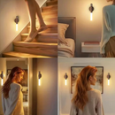 Luminaria Led Recarregável Sensor de Movimento Arandela de Madeira Minimalist Mesa Parede Magnética