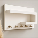 Porta Chaves Organizador com Prateleira decorativa – Design Moderno em MDF | Branco + Peroba Rosa