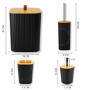Kit Banheiro Quadrado em Bambu com Lixeira Luxo e Puxador de Couro