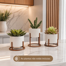 Kit 3 Vasos Cachepot Mini Decorativo Mini Cactos Suculentas Plantas Artificiais Naturais Decoração Sala Escritório