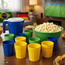 Kit Plástico Copa Do Mundo 10 Copos + Jarra + Bacia Pipoca