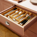 Organizador De Talheres Gaveta Bambu Extensível 7 Divisórias