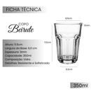 Copo de Vidro Kit 6 Peças 350ml Grosso Resistente Multiuso Água Suco Refrigerante