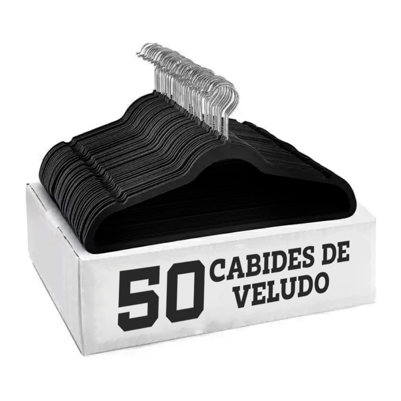 Kit 50 Cabides Veludo De Roupa Antideslizante Slim Adulto Gancho 360°