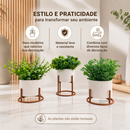 Kit 3 Vasos Cachepot Mini Decorativo Mini Cactos Suculentas Plantas Artificiais Naturais Decoração Sala Escritório
