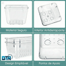 Organizador Conjunto Kit com 25 Caixas Acrilico Geladeira Gaveta Multiuso Cesto Porta Alimentos Frutas Verdura