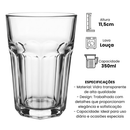Copo de Vidro Kit 6 Peças 350ml Grosso Resistente Multiuso Água Suco Refrigerante