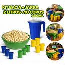 Kit Plástico Copa Do Mundo 10 Copos + Jarra + Bacia Pipoca