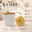 Kit Banheiro 4 Peças Tampa Bambu Lixeira Escova Sanitária Porta Sabonete kit banheiro Quadrado
