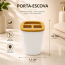 Kit Banheiro 4 Peças Tampa Bambu Lixeira Escova Sanitária Porta Sabonete kit banheiro Quadrado