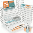 Organizador Conjunto Kit com 25 Caixas Acrilico Geladeira Gaveta Multiuso Cesto Porta Alimentos Frutas Verdura