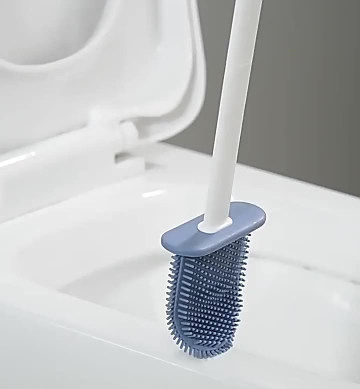 2 em 1 Escova de Silicone para Vaso Sanitário - Base de Banheiro Privada, Alta Eficiência