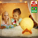 Luminária Mini Lua Cheia Abajur Decoração LED com Alto Relevo e Base para Decoração Sem Fio