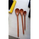 Kit 3 Colheres De Pau Madeira Maciça Polida - Utensílios De Cozinha 