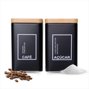 Kit 2 Latas Em Metal Para Mantimentos Cafe E Acucar